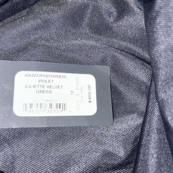 Rag & Bone Women's Juliette Velvet Dress Size 12 Violet Spaghetti Strap $450 - Picture 9 of 10